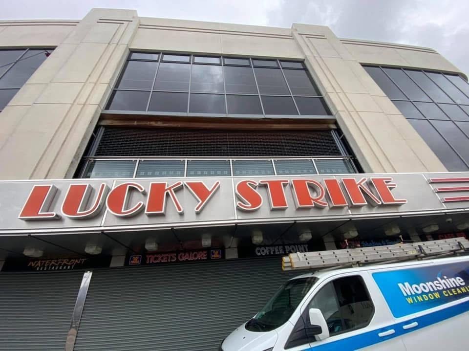 Lucky Strike building commercial window cleaning by Moonshine Window Cleaning