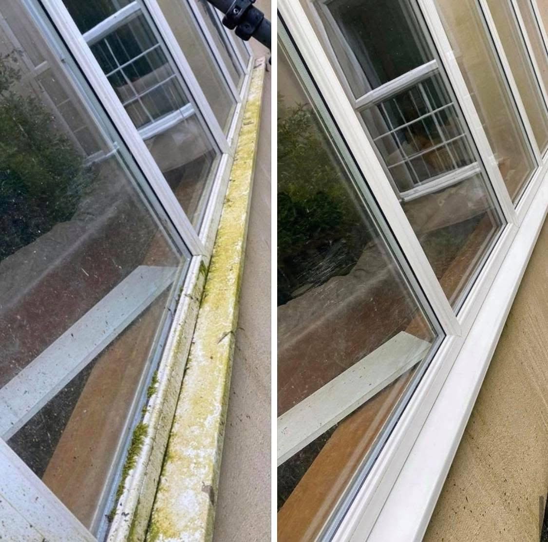 Window cleaning before and after comparison — streak-free results by Moonshine Window Cleaning